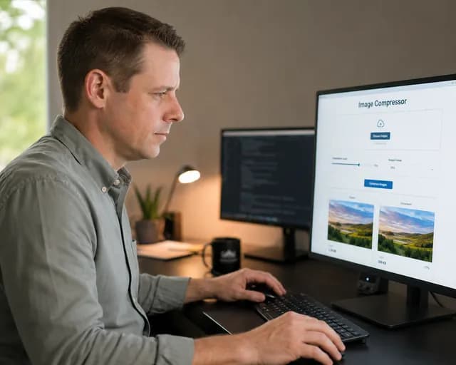 Mike Wiberg at his desk, running the Faviconize tool